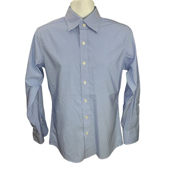 Proper Cloth Shirt Size S 18x29 Blue White Checkered Long Sleeve  Performance - Picture 1 of 10